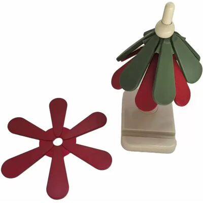 INF Weihnachts-Serie Faltbarer Silikon-Untersetzer - Hitzebeständiger Topfuntersetzer & Unterlage rot+grün INF Weihnachts-Serie Faltbarer Silikon-Untersetzer - Hitzebeständiger Topfuntersetzer & Unterlage rot+grün