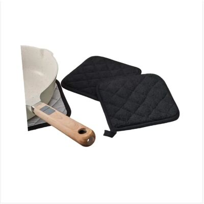 INF 2er-Set Hitzebeständige Topflappen, Gesteppte Baumwoll-Topfuntersetzer Schwarz INF 2er-Set Hitzebeständige Topflappen, Gesteppte Baumwoll-Topfuntersetzer Schwarz
