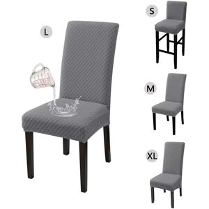 INF Wasserfester Stuhlhusse mit Stretch-Jacquard-Karo-Muster - Grau M INF Wasserfester Stuhlhusse mit Stretch-Jacquard-Karo-Muster - Grau M