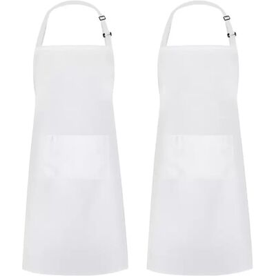 INF Verstellbare, wasserdichte Polyester-Schürze für Küche, Restaurant - 2er Set Weiß INF Verstellbare, wasserdichte Polyester-Schürze für Küche, Restaurant - 2er Set Weiß