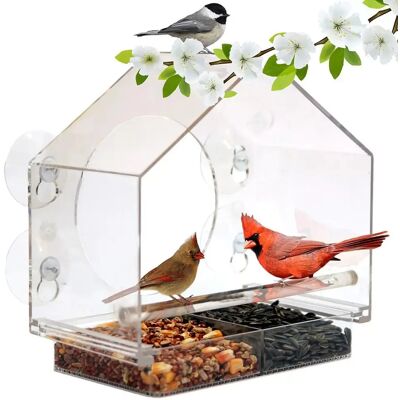 INF Transparente Dreieckige Vogelhaus-Futterstation mit Saugnapf – Fenster-Vogelkäfig INF Transparente Dreieckige Vogelhaus-Futterstation mit Saugnapf – Fenster-Vogelkäfig