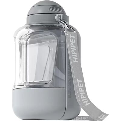 INF 1000ml+300g Große Kapazität Hunde Wasser- und Futterflasche - Tragbarer Reise-Spender Grau INF 1000ml+300g Große Kapazität Hunde Wasser- und Futterflasche - Tragbarer Reise-Spender Grau