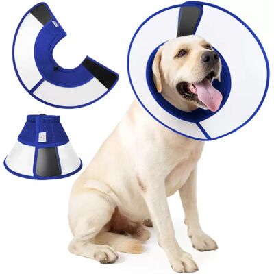 INF Faltbare Anti-Leck Halskrause für Hunde – Atmungsaktives Mesh & wasserdichte PVC-Genesungskonus, verstellbar, Blau, Größen M INF Faltbare Anti-Leck Halskrause für Hunde – Atmungsaktives Mesh & wasserdichte PVC-Genesungskonus, verstellbar, Blau, Größen M