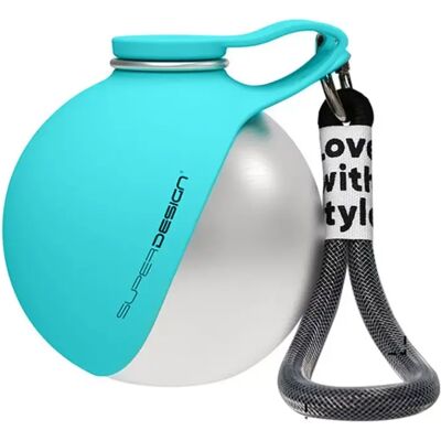 INF Tragbare 285ml kugelförmige Haustier-Wasserflasche aus 304 Edelstahl mit Silikonbecher für Hunde und Katzen, Reise- und Blau INF Tragbare 285ml kugelförmige Haustier-Wasserflasche aus 304 Edelstahl mit Silikonbecher für Hunde und Katzen, Reise- und Blau