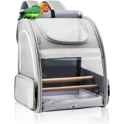 INF Großvolumiger atmungsaktiver tragbarer Doppelschulter Vogelrucksack - Polyester Grau belüfteter Papageien- und Tauben-Träger INF Großvolumiger atmungsaktiver tragbarer Doppelschulter Vogelrucksack - Polyester Grau belüfteter Papageien- und Tauben-Träger