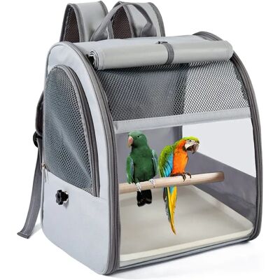 INF Großvolumiger atmungsaktiver tragbarer Doppelschulter Vogelrucksack - Polyester Grau belüfteter Papageien- und Tauben-Träger INF Großvolumiger atmungsaktiver tragbarer Doppelschulter Vogelrucksack - Polyester Grau belüfteter Papageien- und Tauben-Träger