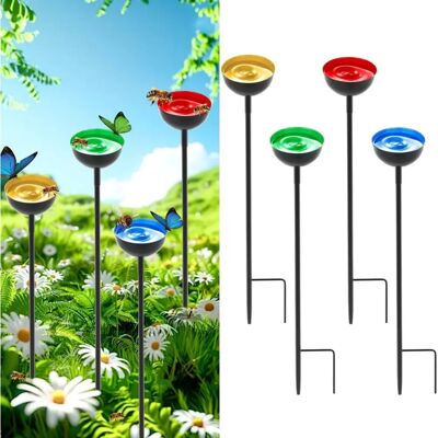 INF Mehrfarbige Metall-Bienenwasserstelle – Zwei-in-einem Bienen-Tränke- und Schmetterlingsstation mit Gartenstecker, 65cm Länge INF Mehrfarbige Metall-Bienenwasserstelle – Zwei-in-einem Bienen-Tränke- und Schmetterlingsstation mit Gartenstecker, 65cm Länge