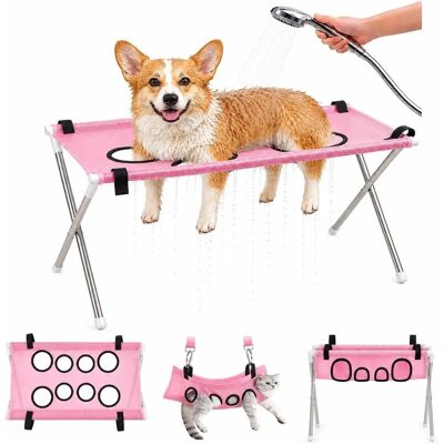 INF Pet-Badehängematte mit atmungsaktivem Mesh und Metallrahmen für kleine Hunde, Katzen, Fellpflege und Krallenschneiden INF Pet-Badehängematte mit atmungsaktivem Mesh und Metallrahmen für kleine Hunde, Katzen, Fellpflege und Krallenschneiden