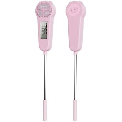 INF Schnellablesbares digitales Thermometer mit LCD-Display und 304 Edelstahlsonde, -50℃~300℃, LR44 Batterie x1 Rosa INF Schnellablesbares digitales Thermometer mit LCD-Display und 304 Edelstahlsonde, -50℃~300℃, LR44 Batterie x1 Rosa