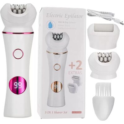 INF 3-in-1-Pflegeset - Rasierer, Epilierer und Fußfeile Weiß+Rosa INF 3-in-1-Pflegeset - Rasierer, Epilierer und Fußfeile Weiß+Rosa