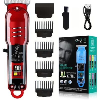 INF Professioneller Haarschneider mit LED-Anzeige, kabellos, Präzisionsstahlklinge Rot INF Professioneller Haarschneider mit LED-Anzeige, kabellos, Präzisionsstahlklinge Rot