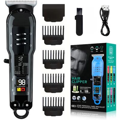 INF Professioneller Haarschneider mit LED-Anzeige, kabellos, Präzisionsstahlklinge Schwarz INF Professioneller Haarschneider mit LED-Anzeige, kabellos, Präzisionsstahlklinge Schwarz