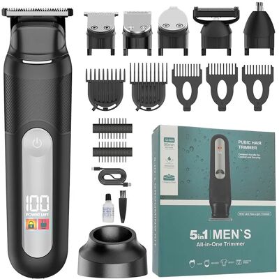 INF 5-in-1 Wiederaufladbares Haarschneider-Pflegeset mit LED-Anzeige & Wasserdichtem Design Schwarz INF 5-in-1 Wiederaufladbares Haarschneider-Pflegeset mit LED-Anzeige & Wasserdichtem Design Schwarz