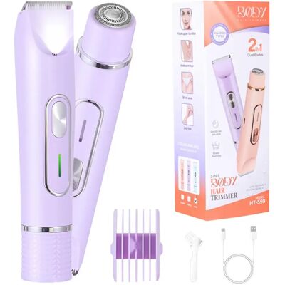 INF 2-in-1 Dual Head Elektrorasierer & Bikini Trimmer für Frauen - Tragbar & Wiederaufladbar Violett INF 2-in-1 Dual Head Elektrorasierer & Bikini Trimmer für Frauen - Tragbar & Wiederaufladbar Violett