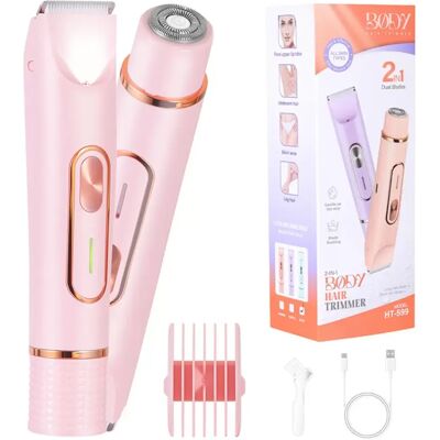 INF 2-in-1 Dual Head Elektrorasierer & Bikini Trimmer für Frauen - Tragbar & Wiederaufladbar Rosa INF 2-in-1 Dual Head Elektrorasierer & Bikini Trimmer für Frauen - Tragbar & Wiederaufladbar Rosa