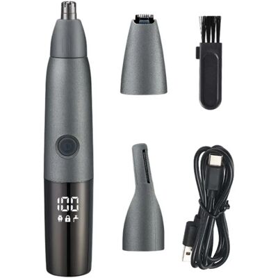 INF Multifunktionaler elektrischer Nasenhaarschneider – 3-in-1 Edelstahlklinge, nass/trocken, USB-C wiederaufladbar, Schwarz INF Multifunktionaler elektrischer Nasenhaarschneider – 3-in-1 Edelstahlklinge, nass/trocken, USB-C wiederaufladbar, Schwarz