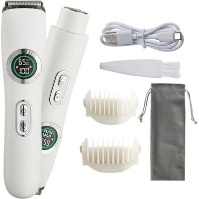 INF 2-in-1 Elektrischer Haarentferner – Dual-Kopf Unisex Körper- & Bikini-Trimmer, Nass/Trocken, Edelstahlklinge, Type-C Weiß INF 2-in-1 Elektrischer Haarentferner – Dual-Kopf Unisex Körper- & Bikini-Trimmer, Nass/Trocken, Edelstahlklinge, Type-C Weiß