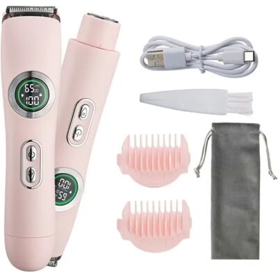 INF 2-in-1 Elektrischer Haarentferner – Dual-Kopf Unisex Körper- & Bikini-Trimmer, Nass/Trocken, Edelstahlklinge, Type-C Rosa INF 2-in-1 Elektrischer Haarentferner – Dual-Kopf Unisex Körper- & Bikini-Trimmer, Nass/Trocken, Edelstahlklinge, Type-C Rosa