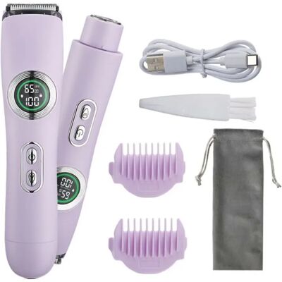 INF 2-in-1 Elektrischer Haarentferner – Dual-Kopf Unisex Körper- & Bikini-Trimmer, Nass/Trocken, Edelstahlklinge, Type-C Violett INF 2-in-1 Elektrischer Haarentferner – Dual-Kopf Unisex Körper- & Bikini-Trimmer, Nass/Trocken, Edelstahlklinge, Type-C Violett