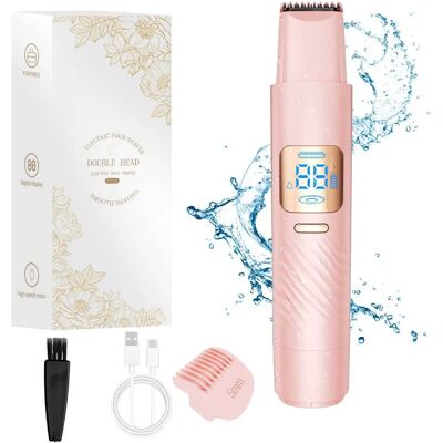 INF 2-in-1 Doppelkopf Körpertrimmer und Folienrasierer - Keramik- und Präzisionsstahlklingen, LED-Anzeige, USB-C wiederauflbar, Rosa INF 2-in-1 Doppelkopf Körpertrimmer und Folienrasierer - Keramik- und Präzisionsstahlklingen, LED-Anzeige, USB-C wiederauflbar, Rosa