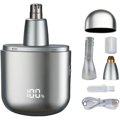 INF Mini 3-in-1 Elektrisches Grooming-Kit — Wiederaufladbarer tragbarer Nasen-, Augenbrauen- und Gesichtstrimmer, Silber INF Mini 3-in-1 Elektrisches Grooming-Kit — Wiederaufladbarer tragbarer Nasen-, Augenbrauen- und Gesichtstrimmer, Silber