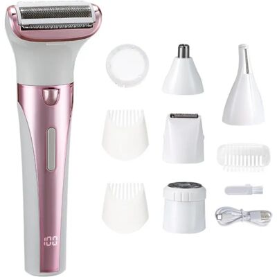 INF ZCB117 5-in-1 Elektrischer Grooming-Kit — Wiederaufladbarer Trimmer für Bart, Haare, Nase, Augenbrauen und Körper, 90 Hellrosa INF ZCB117 5-in-1 Elektrischer Grooming-Kit — Wiederaufladbarer Trimmer für Bart, Haare, Nase, Augenbrauen und Körper, 90 Hellrosa