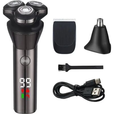 INF 3-in-1 Elektrorasierer — Wiederaufladbarer kabelloser Trimmer mit starkem Motor und LED-Akkuanzeige für Bart-, Gesichts- INF 3-in-1 Elektrorasierer — Wiederaufladbarer kabelloser Trimmer mit starkem Motor und LED-Akkuanzeige für Bart-, Gesichts-