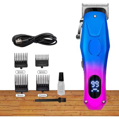 INF Elektrischer Haarschneider — Professioneller Haarschneider mit selbstschärfenden Edelstahlklingen, LCD-Display und Blau INF Elektrischer Haarschneider — Professioneller Haarschneider mit selbstschärfenden Edelstahlklingen, LCD-Display und Blau