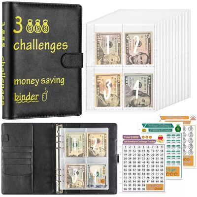 INF 100 Tage Geldspar-Challenge-Ordner - A5 Bargeldumschlagsystem Schwarz INF 100 Tage Geldspar-Challenge-Ordner - A5 Bargeldumschlagsystem Schwarz