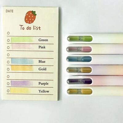 INF 6er Set Treibende Flasche Textmarker - Helle Farben, Sanduhr Design INF 6er Set Treibende Flasche Textmarker - Helle Farben, Sanduhr Design