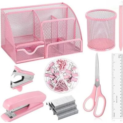 INF Rosa Hefter Set - Büro Schreibwaren Set mit Klammerentferner, Abroller und Zubehör INF Rosa Hefter Set - Büro Schreibwaren Set mit Klammerentferner, Abroller und Zubehör