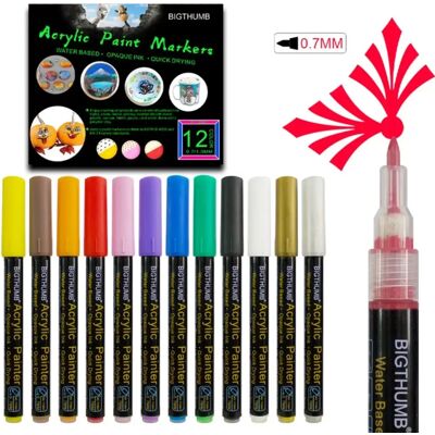 INF 12 Farben Acrylfarben Marker Set 0,7 mm feine Spitze für DIY Malerei INF 12 Farben Acrylfarben Marker Set 0,7 mm feine Spitze für DIY Malerei