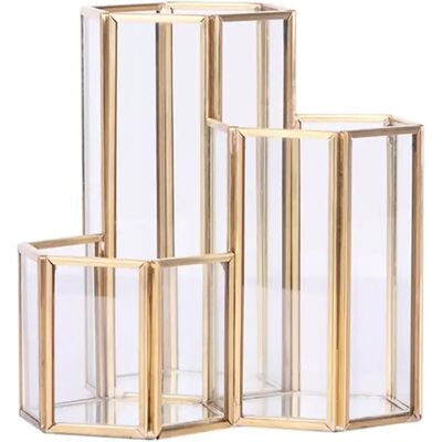 INF Nordischer Gold Glas Stiftehalter - Eleganter Schreibtisch-Organizer für Stifte, Utensilien & Blumen INF Nordischer Gold Glas Stiftehalter - Eleganter Schreibtisch-Organizer für Stifte, Utensilien & Blumen