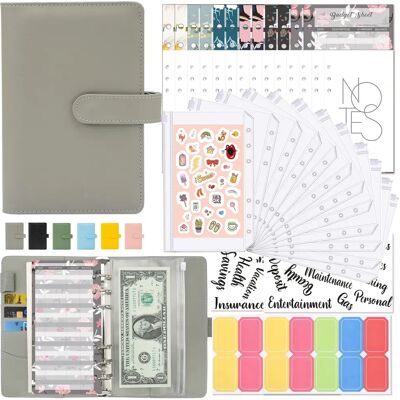 INF A6-Ringbuch mit Budgetblatt, Budgetplaner Grau INF A6-Ringbuch mit Budgetblatt, Budgetplaner Grau