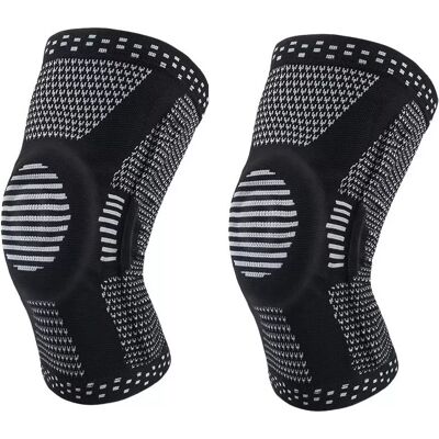 INF Schwarze Kniebandage mit Federunterstützung und Silikonpolster – Paar L INF Schwarze Kniebandage mit Federunterstützung und Silikonpolster – Paar L