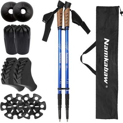 INF Faltbare Wanderstöcke aus Aluminiumlegierung mit weichem Korkgriff Blau INF Faltbare Wanderstöcke aus Aluminiumlegierung mit weichem Korkgriff Blau