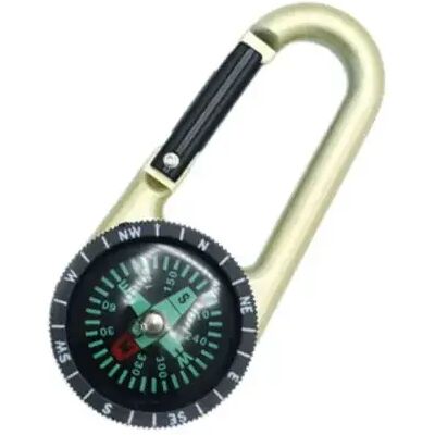 INF Goldener Edelstahl Kompass-Karabiner Schlüsselanhänger (2er-Pack) - Taktischer Survival-Schnellverschluss INF Goldener Edelstahl Kompass-Karabiner Schlüsselanhänger (2er-Pack) - Taktischer Survival-Schnellverschluss