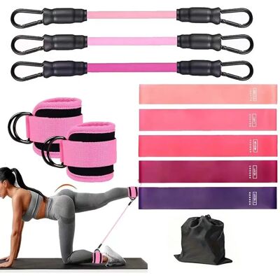 INF Widerstandsbänder Set – 3 TPE-Bänder mit pinkfarbenen Fußmanschetten & Widerstandsschlaufen für das Gesäßtraining INF Widerstandsbänder Set – 3 TPE-Bänder mit pinkfarbenen Fußmanschetten & Widerstandsschlaufen für das Gesäßtraining