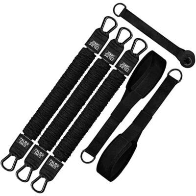 INF Schwarzes Ruder-Widerstandsseil – Multifunktionales Fitness-Hilfsband-Set mit Fußschlaufen für Indoor-Heimtraining INF Schwarzes Ruder-Widerstandsseil – Multifunktionales Fitness-Hilfsband-Set mit Fußschlaufen für Indoor-Heimtraining