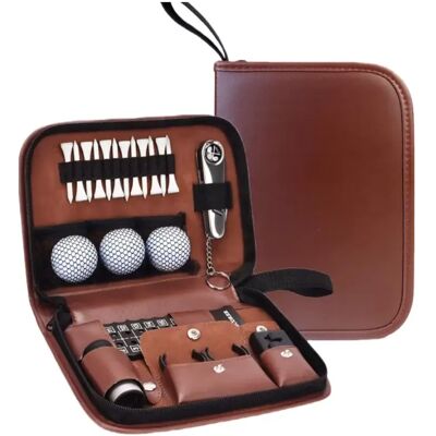 INF Braunes PU Leder Golf Zubehör Set - Multifunktionales Golfwerkzeug Set mit Zubehör INF Braunes PU Leder Golf Zubehör Set - Multifunktionales Golfwerkzeug Set mit Zubehör