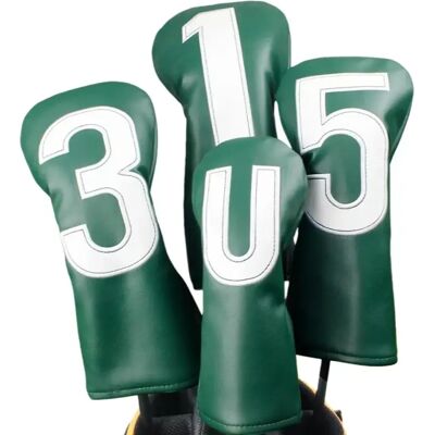 INF Grüne PU Leder Golfschlägerkopfbedeckungen 4er Set - Driver, Fairway, Hybrid Schutz, kompatibel mit Callaway, Titleist, INF Grüne PU Leder Golfschlägerkopfbedeckungen 4er Set - Driver, Fairway, Hybrid Schutz, kompatibel mit Callaway, Titleist,