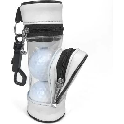 INF Tragbare Golfballtasche aus PU-Leder mit Tee-Halter – Fasst 3 Bälle Weiß INF Tragbare Golfballtasche aus PU-Leder mit Tee-Halter – Fasst 3 Bälle Weiß