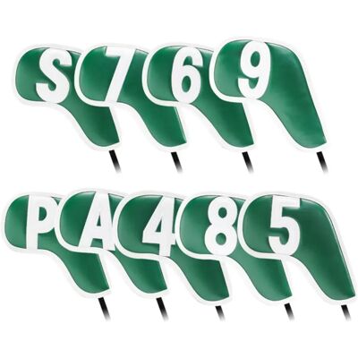 INF Premium Golfschlägerhauben mit Stickerei und Nummerierung, 9er Set, Grün PU-Leder INF Premium Golfschlägerhauben mit Stickerei und Nummerierung, 9er Set, Grün PU-Leder