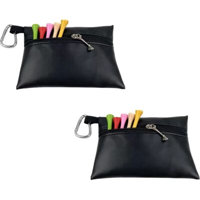 INF 2er-Pack Schwarze Golf-Tee-Haltertasche aus PU-Leder mit D-Ring-Clip – Fassungsvermögen für 60 Tees INF 2er-Pack Schwarze Golf-Tee-Haltertasche aus PU-Leder mit D-Ring-Clip – Fassungsvermögen für 60 Tees