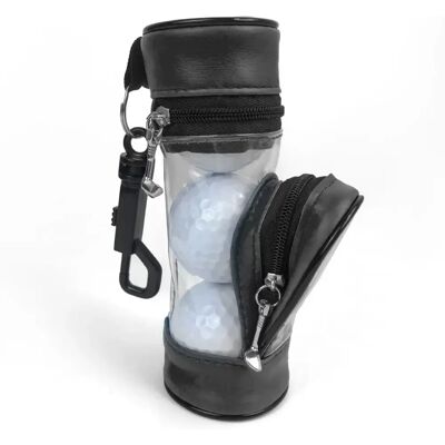 INF Tragbare Golfballtasche aus PU-Leder mit Tee-Halter – Fasst 3 Bälle Schwarz INF Tragbare Golfballtasche aus PU-Leder mit Tee-Halter – Fasst 3 Bälle Schwarz