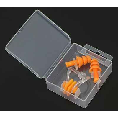 INF Set mit Nasenklemme und Ohrstöpseln aus Silikon zum Schwimmen Orange INF Set mit Nasenklemme und Ohrstöpseln aus Silikon zum Schwimmen Orange