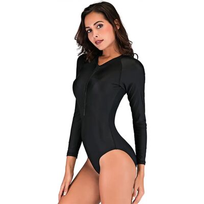 INF Einteiliger gepolsterter Langarm-Badeanzug mit Reißverschluss – Nylon 82% + Spandex 18%, schnelltrocknend, Sonnenschutz XXL INF Einteiliger gepolsterter Langarm-Badeanzug mit Reißverschluss – Nylon 82% + Spandex 18%, schnelltrocknend, Sonnenschutz XXL