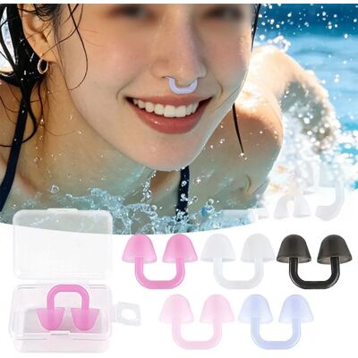 INF U-förmige Silikon-Schwimmnasenclips, 5-teiliges mehrfarbiges Set für sicheren Wasserschutz INF U-förmige Silikon-Schwimmnasenclips, 5-teiliges mehrfarbiges Set für sicheren Wasserschutz