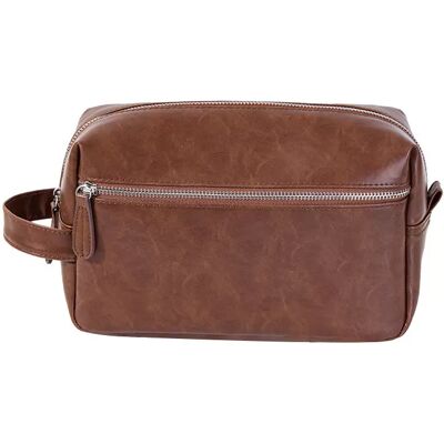INF Kulturbeutel für Herren, Reise-Waschtasche aus PU-Leder mit Griff Dunkelbraun INF Kulturbeutel für Herren, Reise-Waschtasche aus PU-Leder mit Griff Dunkelbraun