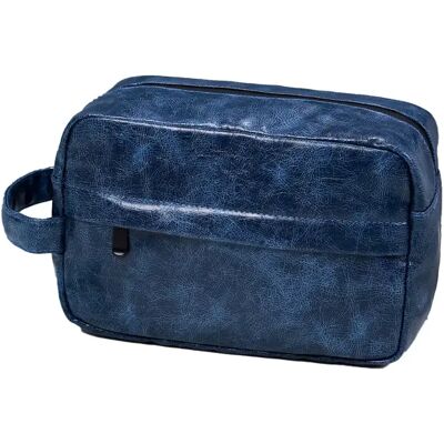 INF Reise-Kulturbeutel aus PU-Leder - Tragbare Waschtasche mit großem Fassungsvermögen für Damen und Herren Blau INF Reise-Kulturbeutel aus PU-Leder - Tragbare Waschtasche mit großem Fassungsvermögen für Damen und Herren Blau
